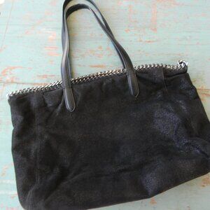 STELLA MCCARTNEY  Black Shaggy Deer Falabella East West Shopper Tote ITALY